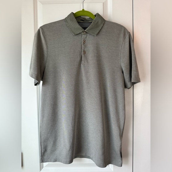 Ted Baker Mens Frend Short Sleeve Woven Collar Polo Green (Size 3=M) - Picture 2 of 7
